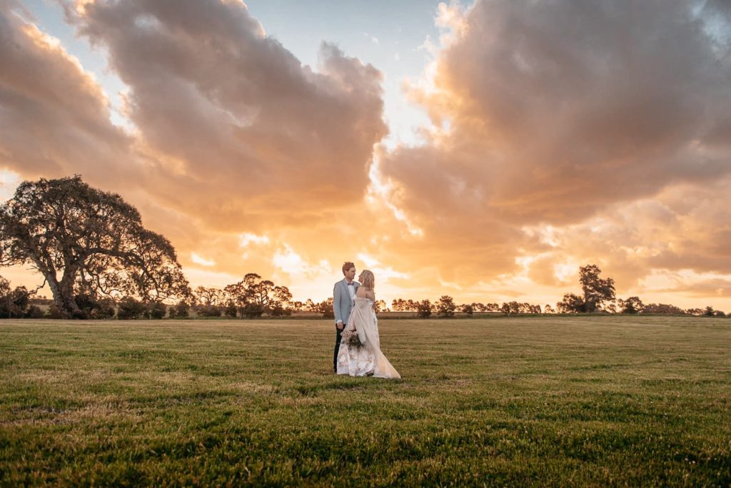 Sunset wedding photos. Hamilton, VIC