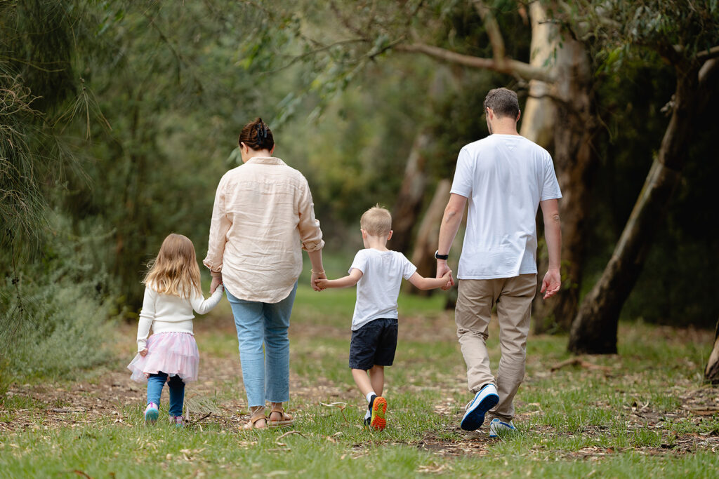The Christian family walking together at Balyang Sanctuary, Geelong