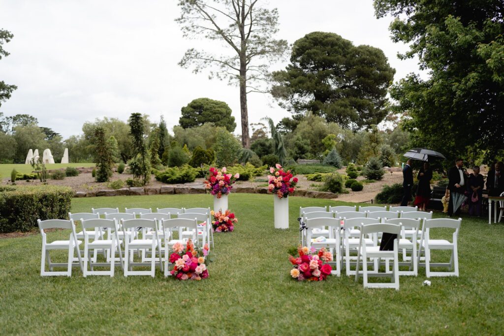 Wide shot of the ceremony setup at Geelong Botanic Gardens wedding