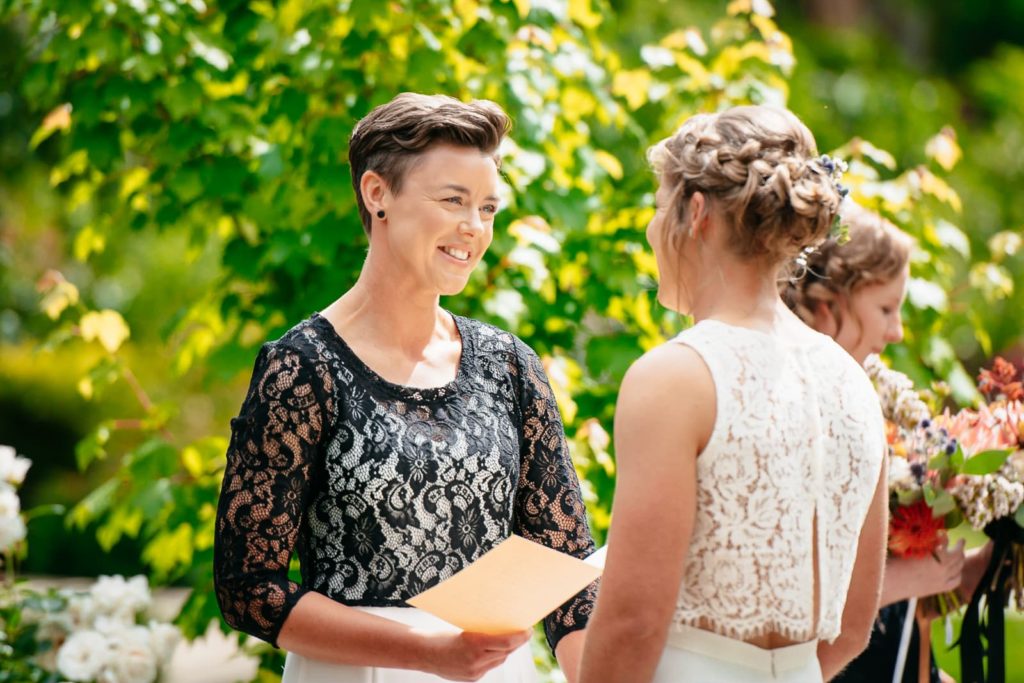 Same-sex wedding at Willow Glen Gardens. Ballarat, VIC