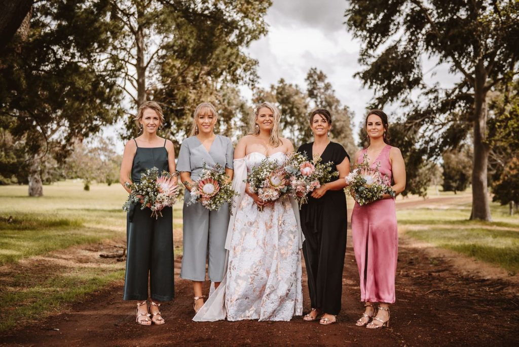 A Bride with her Bridesmaids on her wedding day near the Grampians, Dunkeld VIC