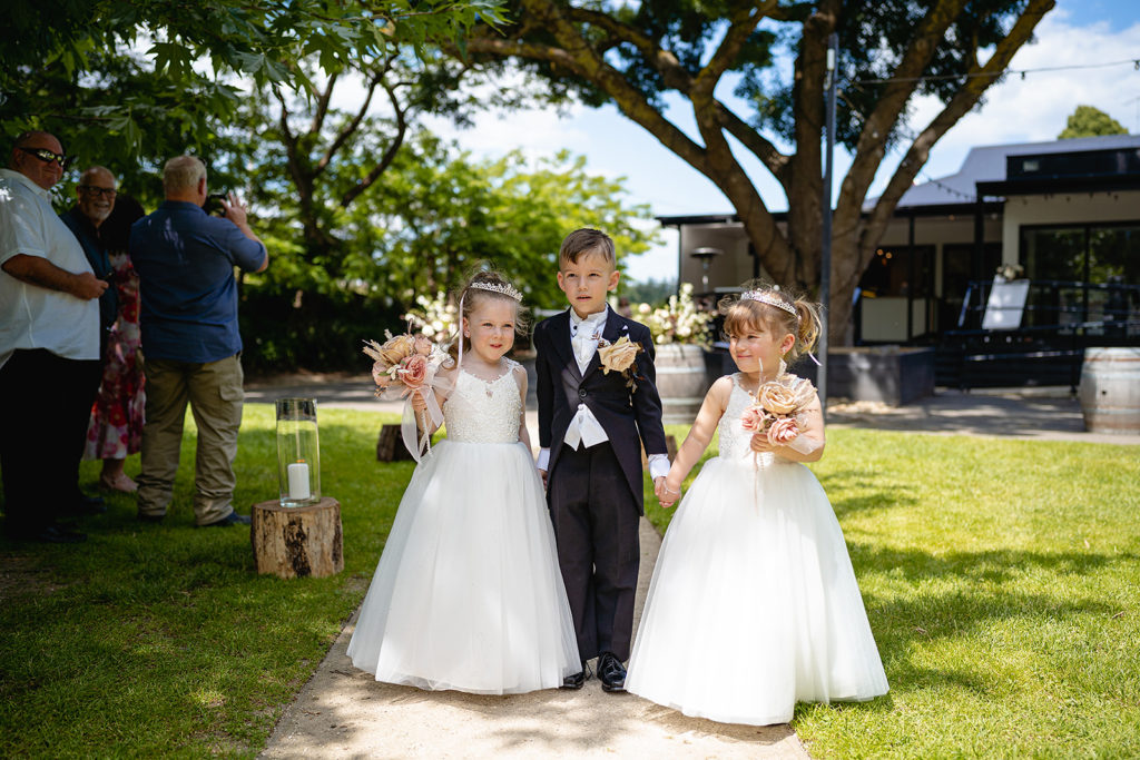 The flower gils and ring bearer at the BAtesford Hotel wedding