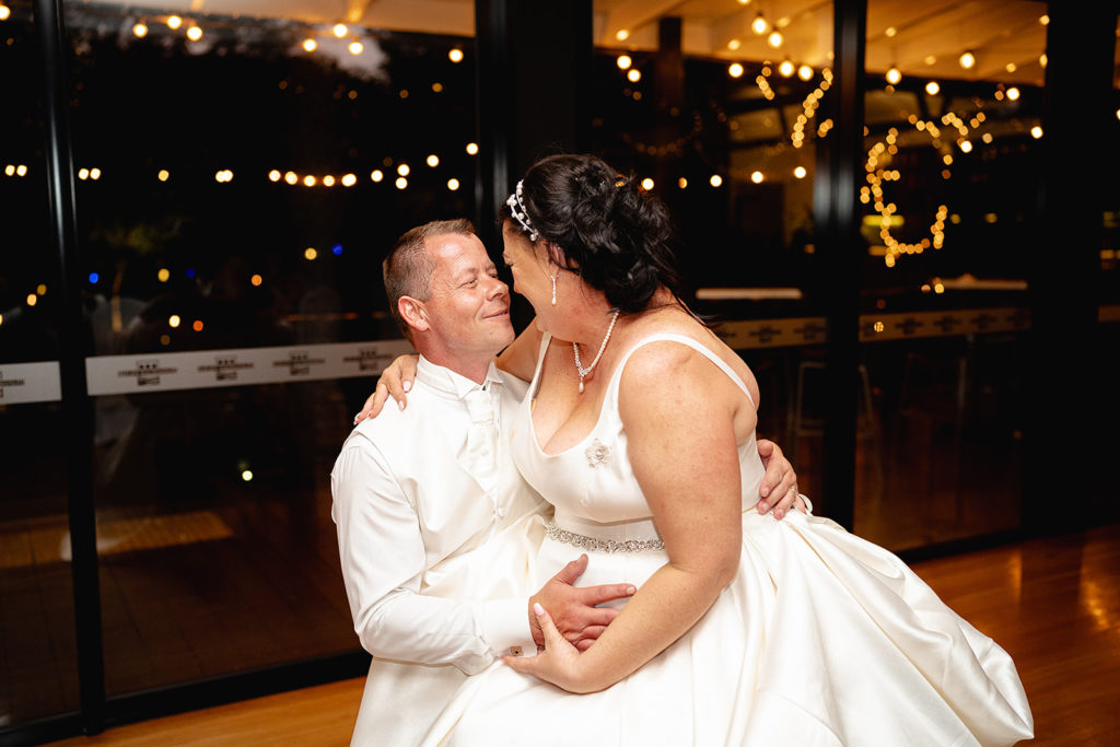 Bride and Groom during their first dance at the Batesford Hotel